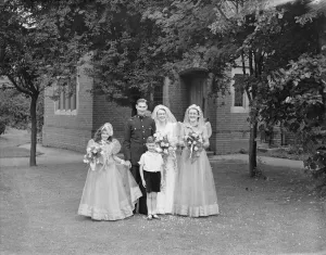 Groom Prints: The wedding of Robert W Barnard ( RACS ) and Miss Frances Mullet in New Eltham, Kent