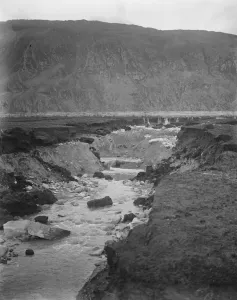 The Welsh disaster. The water pouring down the hill side above the engulfed villages