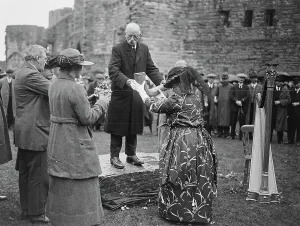 Welsh Prints: Welsh National Eisteddfod at Carnarvon Mrs Parry the ex Mayoress of Carnarvon