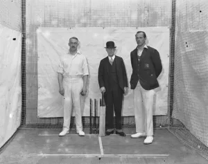 Sportsman Prints: At the West London Indoor cricket club, Acton F T Mann, P F Warner and Durston