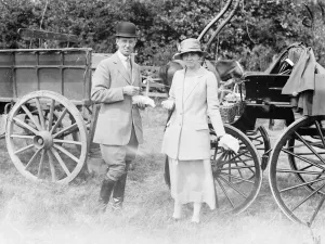 Westerham Hill horse show. Earl and Countess Stanhope lunch standing