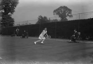 Wightman Cup trials at WImbledon. Miss Heeley in play. 1 June 1932
