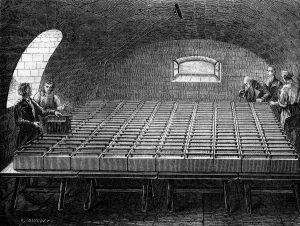 Engraving Prints: William Hyde Wollaston constructed this huge electric battery for Humphrey Davy to