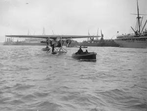 Ships Prints: Woman ( Amelia Earhart, first woman to fly the Atlantic ) in Atlantic flying venture