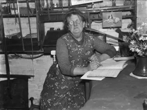 Writing Prints: A woman verger in Chelsfield, Kent. 1936