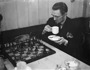 Cheers! Vintage Food And Drink Prints: Womens champion runs city cafe devoted chess