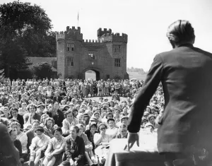 Womens Institute members at Lullingstone Castle Kent listening to Christopher Chataway