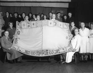 Womens Institute, Swanley, Kent with their presentation tablecloth 12th September 1953