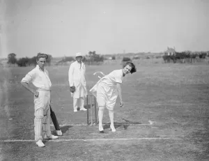 Wonderful woman bowler Miss Muriel Maxted, Captain of the Beaver Wednesday Cricket Club