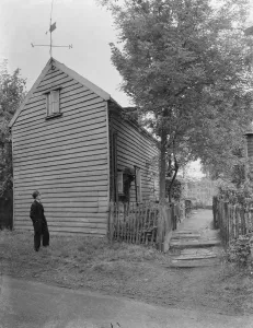 A wooden cottages in Chislehurst, Kent. 1939