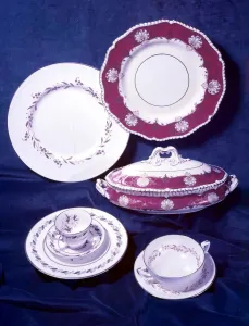 Antiques Prints: Worcester Plate and Tureen Royal Worcester Plate and Cup and Coffee Cup