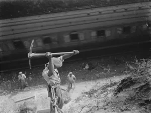 Working on embankment for Dartford, Power Station. 1937