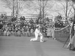 The worlds hard courts lawn tennis championships at Brussels. M Alonso ( Spain )
