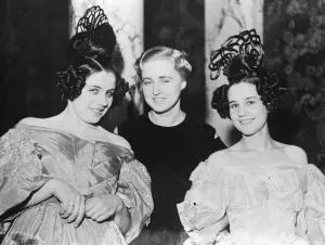 Hundred years of womens hairdressing. The curls of 1830 contrasted with
