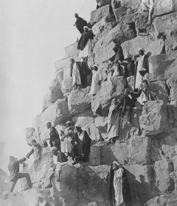 Yhe great pyramid of Cheops, Egypt. The great pyramid of Cheops, on which a tourist