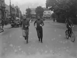 Training Prints: Young Ahearn training at Brighton with his trainer Cram