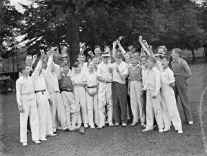 Playing Collection: Young cricket players in Lewisham, London. 1939