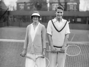 Young tennis stars in mixed doubles at Dulwich Miss Collywer and Austin. 1 April 1926